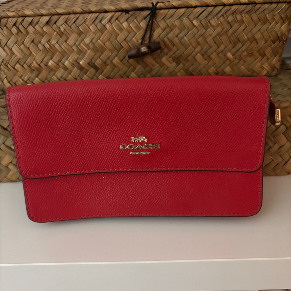 Coach Cherry Red Leather Clutch